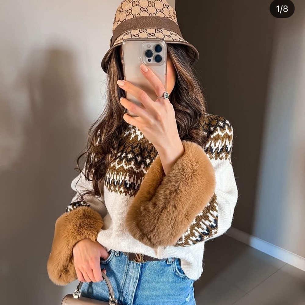 GORGEOUS ZARA NWT Jacquard Faux Fur Sweater - Picture 2 of 16